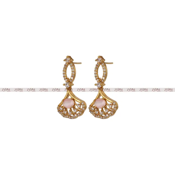 Gold_Tone_Pink_Stone_Studded_Necklace_Set_For_Women