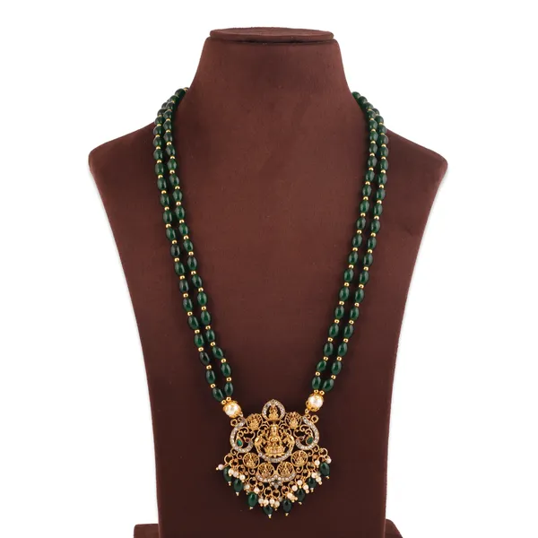 Green_Beaded_Gold_Plated_Temple_Pendant_Necklace