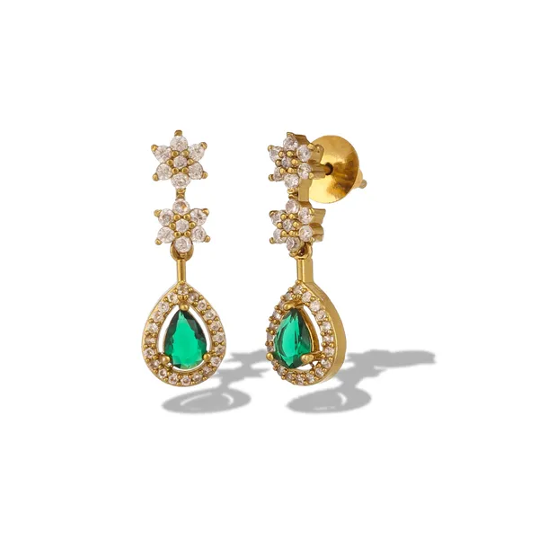 Gold_Green_Stone_Floral_Necklace_Set_With_Matching_Earrings
