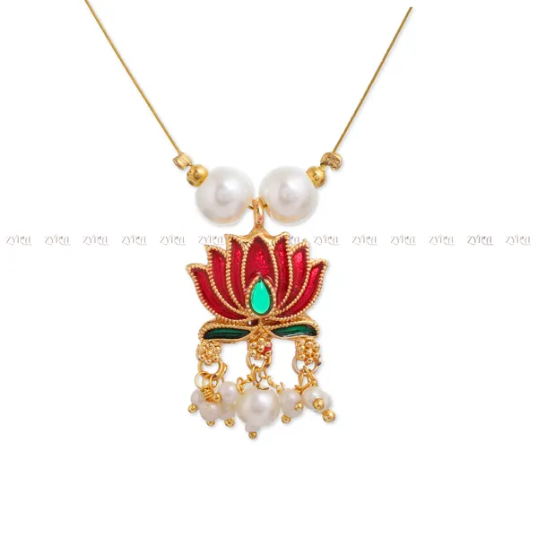 Gold_Plated_Lotus_Pearl_Pendant_Necklace_For_Women