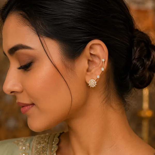 AAA_Grade_Cubic_Zirconia_Studded_Gold_Plated_Ear_Cuff_Earring_