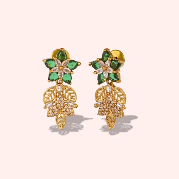 Gold_Plated_Green_Stone_Floral_Necklace_Set_For_Women