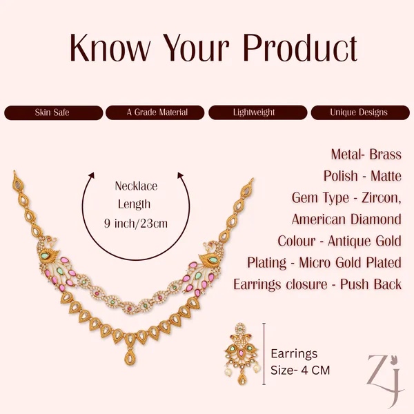 Antique_Gold_Brass_Zircon_American_Diamond_Necklace_Set_For_Women