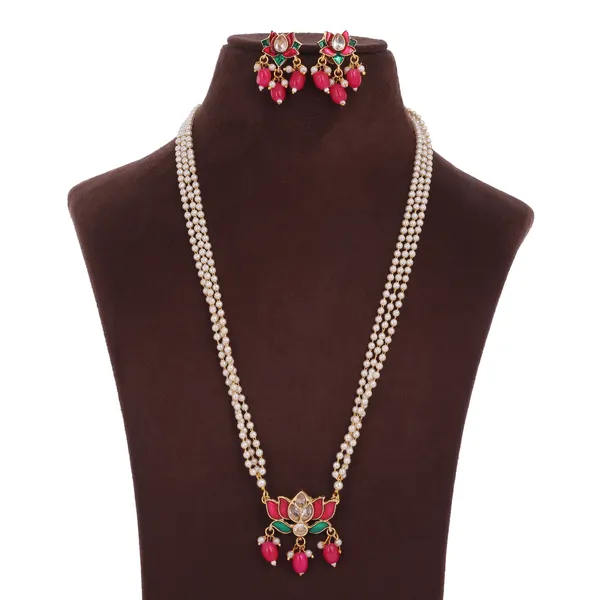 Gold_Plated_Pearl_Necklace_Set_With_Multicolor_Stone_Pendant