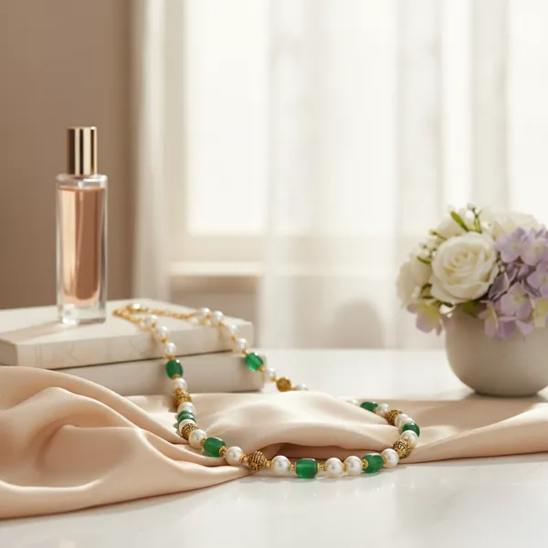 Gold_Plated_Pearl_And_Green_Crystal_Beaded_Necklace