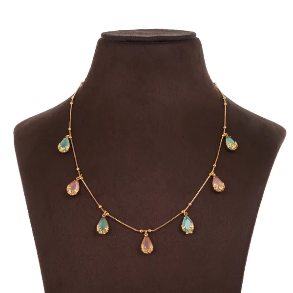 Gold_Plated_Teardrop_Stone_Necklace_For_Women