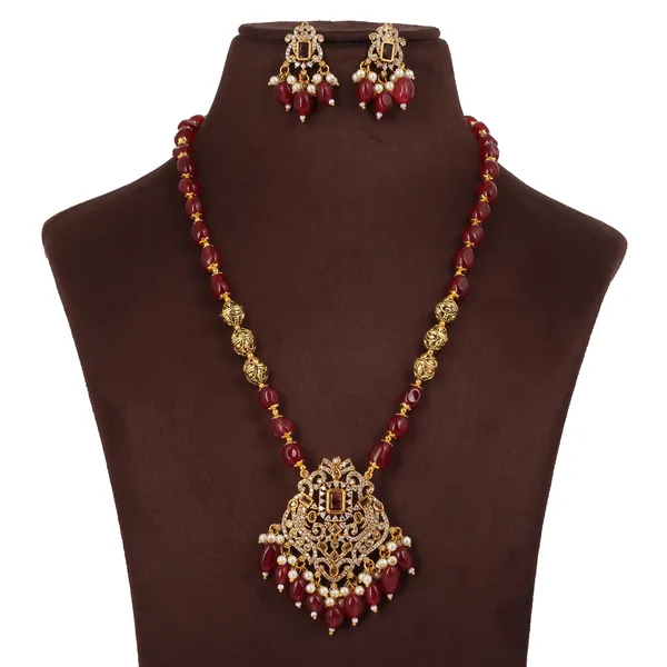 Red_Beaded_Gold_Tone_Kundan_Necklace_Set_With_Earrings