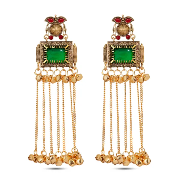 Gold_Plated_Brass_Green_Acrylic_Cascade_Dangle_Earrings_For_Women