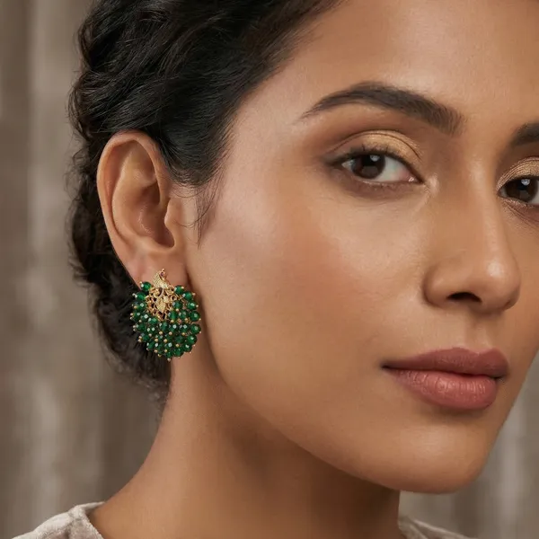 Antique_Gold_Plated_Green_Crystal_Beads_Peacock_Earrings