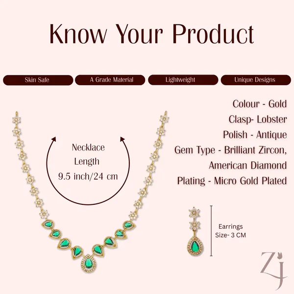 Gold_Green_Stone_Floral_Necklace_Set_With_Matching_Earrings