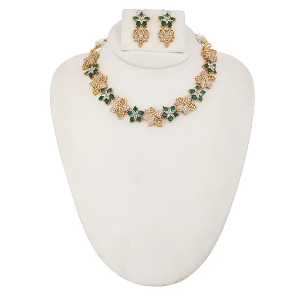 Gold_Plated_Green_Stone_Floral_Necklace_Set_For_Women