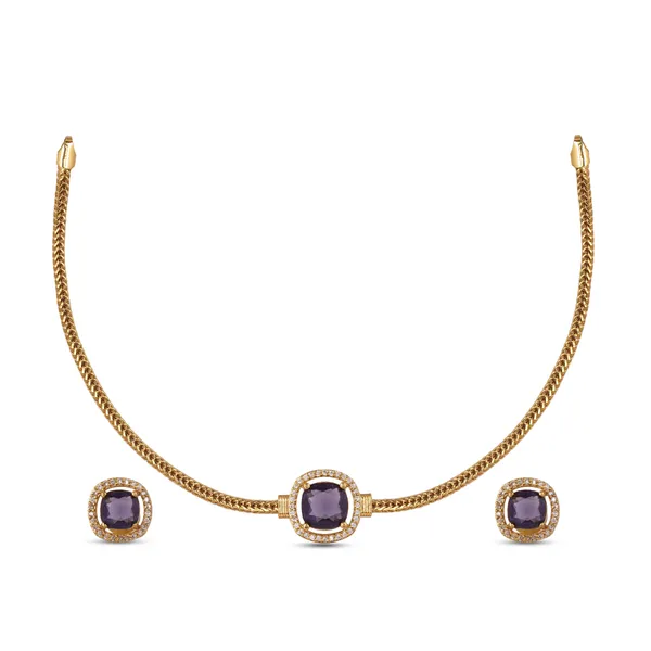 Gold_Plated_Purple_Stone_Cushion_Halo_Stud_Earrings