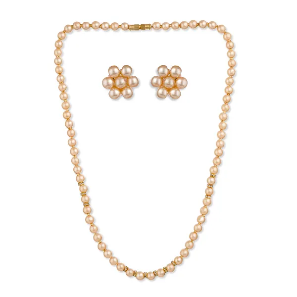 Golden_Pearl_Necklace_Set_With_Floral_Earrings_Set