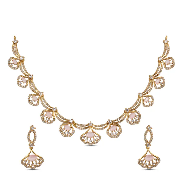 Gold_Tone_Pink_Stone_Studded_Necklace_Set_For_Women
