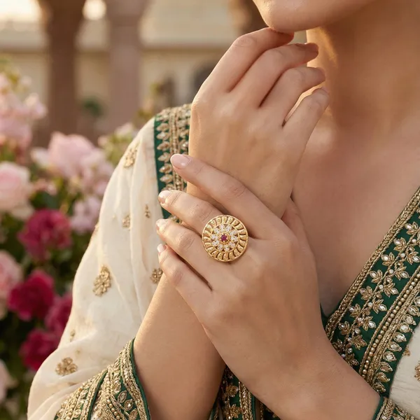 Gold_Plated_Brass_Zircon_Studded_Adjustable_Floral_Ring_For_Women