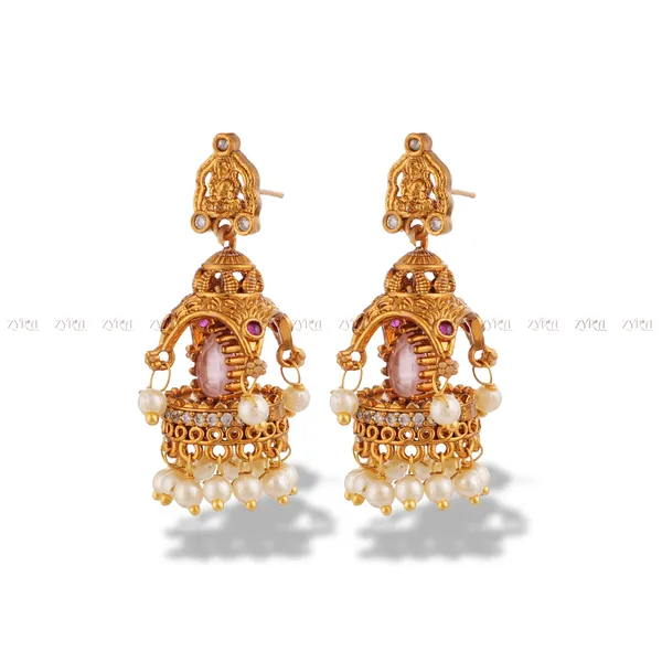 Gold_Plated_Pink_Stone_Pearl_Drop_Jhumka_Earrings_For_Women
