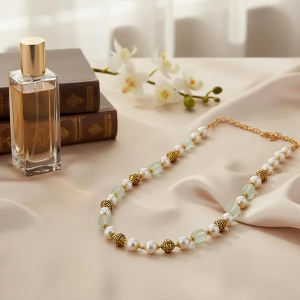 Pearl_And_Barrel_Beaded_Chain_Necklace_With_Gold_Plated_Balls_For_Women_Girls_Stylish_Crystal_Bead_Jewellery_Accessories