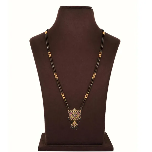 Traditional_Long_Mangalsutra_For_Women_Double_Black_Bead_Chain_With_Peacock_Motif_Tanmaniya_Pendant_24_Inch_Nallapusalu_Necklace