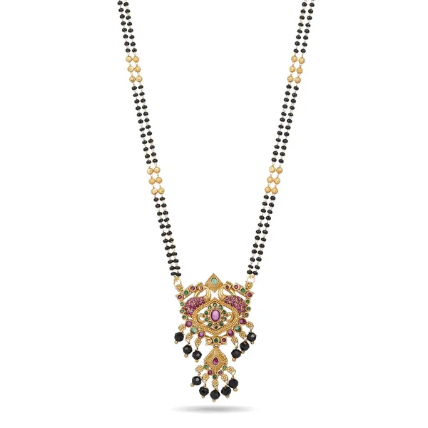 Traditional_Long_Mangalsutra_For_Women_Double_Black_Bead_Chain_With_Peacock_Motif_Tanmaniya_Pendant_24_Inch_Nallapusalu_Necklace