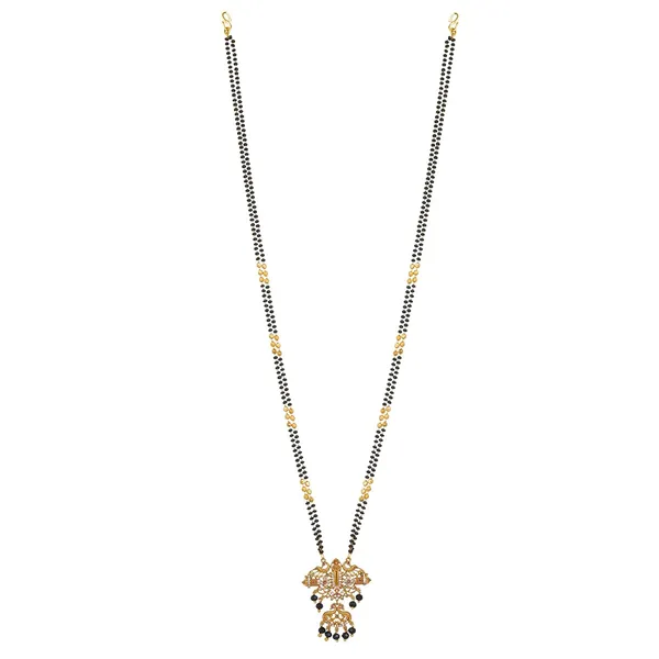 Traditional_Long_Mangalsutra_Double_Black_Bead_Chain_With_Balaji_God_Peacock_Motif_Tanmaniya_Pendant_24_Inch_Nallapusalu_For_Women_And_Girls