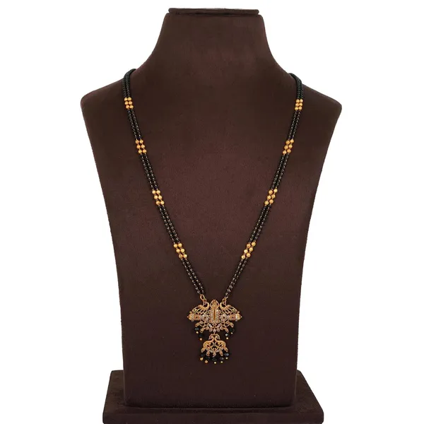 Traditional_Long_Mangalsutra_Double_Black_Bead_Chain_With_Balaji_God_Peacock_Motif_Tanmaniya_Pendant_24_Inch_Nallapusalu_For_Women_And_Girls