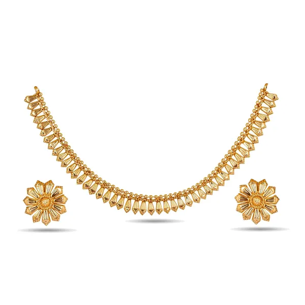 22k_Micro_Gold_Plated_Clasic_Choker_Necklace_And_Stud_Earrings_Traditional_Indian_Jewellery_For_Women_And_Girls
