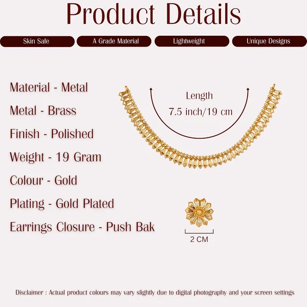22k_Micro_Gold_Plated_Clasic_Choker_Necklace_And_Stud_Earrings_Traditional_Indian_Jewellery_For_Women_And_Girls