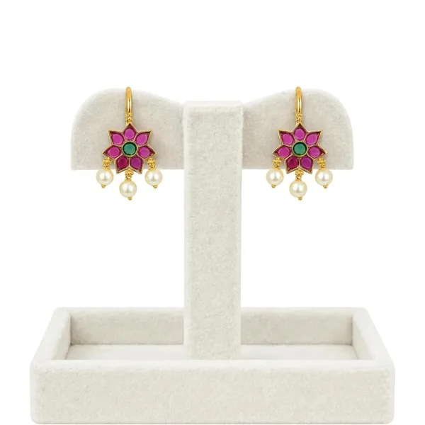 Star_Bugadi_Earrings_Non_Piercing_Clip_On_Ear_Cuff_With_Kundan_Kemp_Stone_Pearls_Ethnic_Jewellery_Women_And_Girls