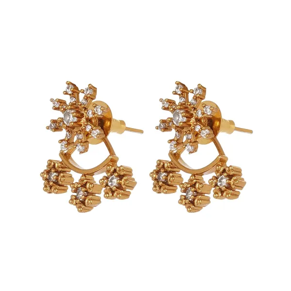 Antique_Gold_Plated_Ear_Jacket_Earrings_Snowflake_Design_Zircon_Studded_Stylish_Gift_For_Women_And_Girls