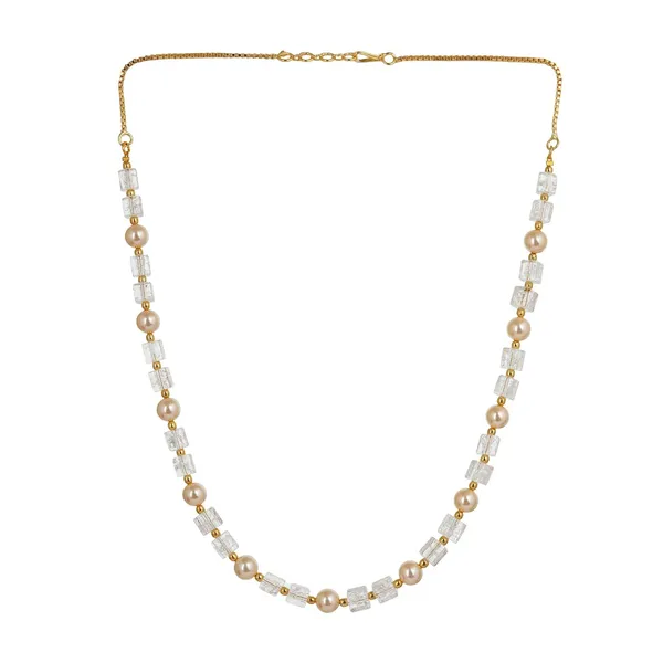 Stylish_Pearl_And_Square_Crackle_Bead_Necklace_With_Gold_Plated_Chain_Gift_For_Women_And_Girls