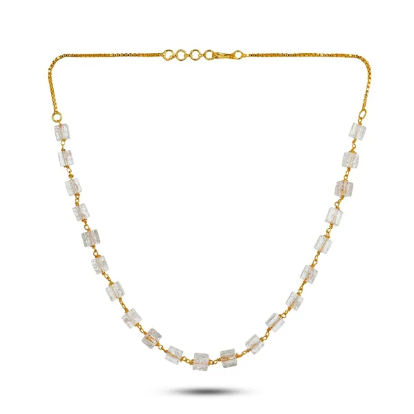 Stylish_Square_Crackle_Beaded_Gold_Plated_Necklace_Ice_Cube_Design_Trendy_Jewellery_Gift_For_Women_And_Girls