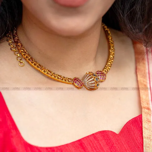 Gold_Plated_Ruby_Stone_Studded_Necklace_Set_For_Women