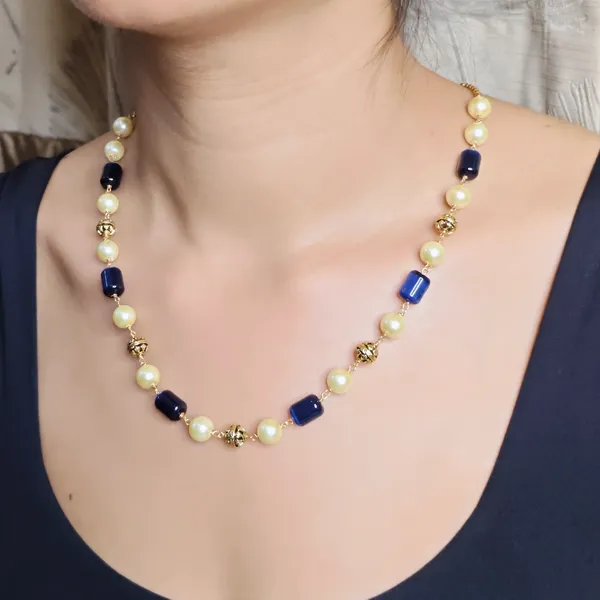 Gold_Tone_Pearl_And_Blue_Stone_Beaded_Necklace_For_Women