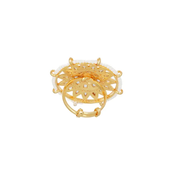Gold_Kundan_Green_Stone_Floral_Ring_For_Women