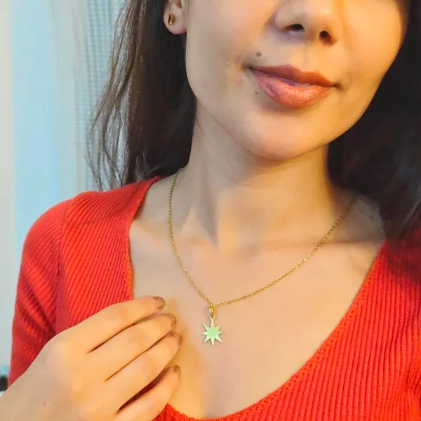 Gold_Starburst_Pendant_Necklace_And_Earring_Set_For_Women