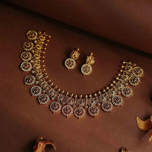 Gold_Plated_Antique_Brass_Necklace_Set_With_Ad_Cz_Stones