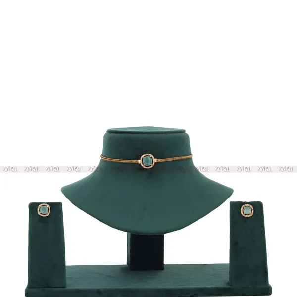 Gold_Plated_Turquoise_Stone_Choker_Necklace_Set_For_Women