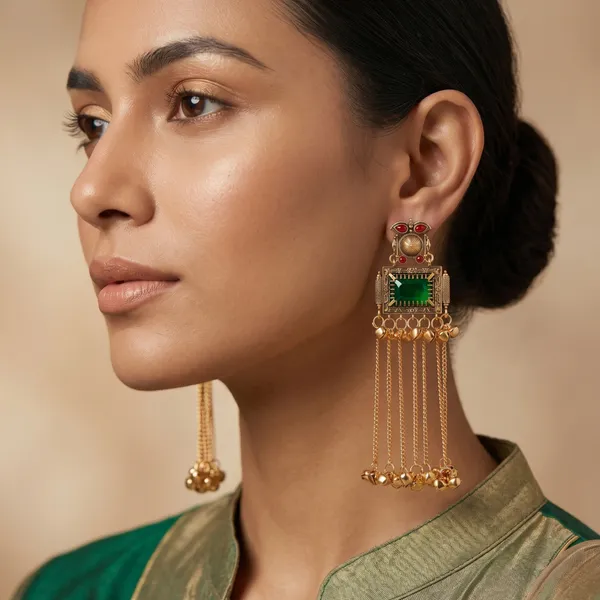 Gold_Plated_Brass_Green_Acrylic_Cascade_Dangle_Earrings_For_Women