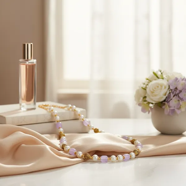 Gold_Plated_Pearl_And_Lavender_Crystal_Bead_Necklace