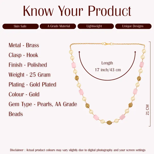 Gold_Plated_Pearl_And_Pink_Bead_Necklace_For_Women