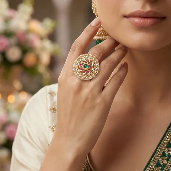 Gold_Plated_Brass_Kundan_Pearl_Adjustable_Ring_For_Women
