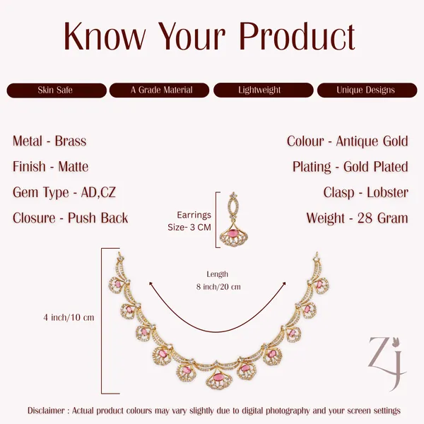 Pink_Stone_Gold_Tone_Necklace_Set_With_Matching_Earrings