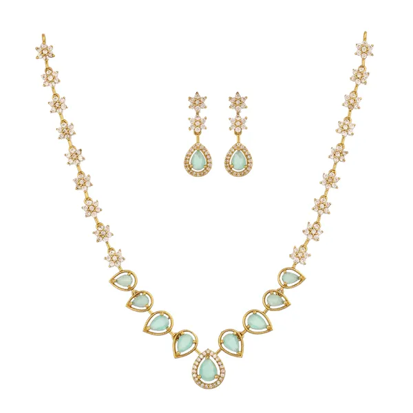 Gold_Micro_Plated_Aqua_Zircon_American_Diamond_Necklace_Set