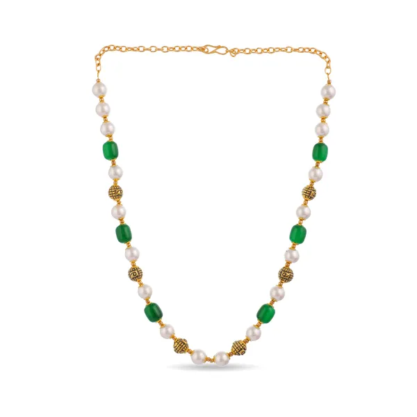 Gold_Plated_Pearl_And_Green_Crystal_Beaded_Necklace