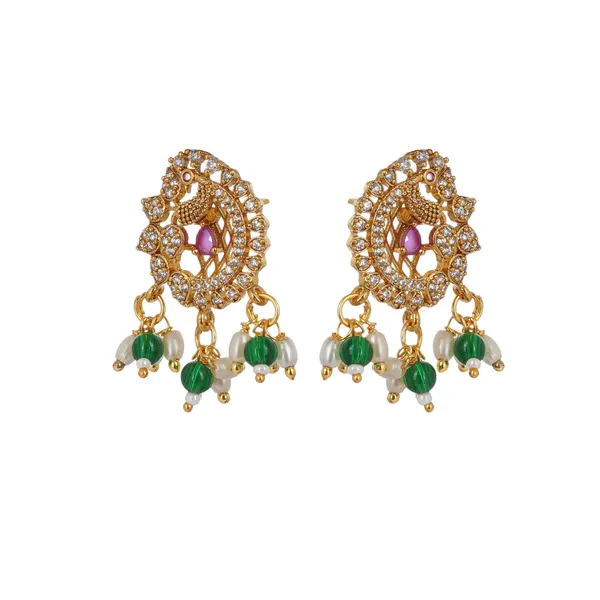 Antique_Gold_Plated_Brass_Cubic_Zirconia_Necklace_Set_With_Earrings