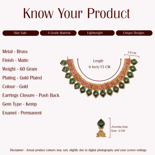 Gold_Plated_Green_Enamel_Kemp_Necklace_Set_For_Women