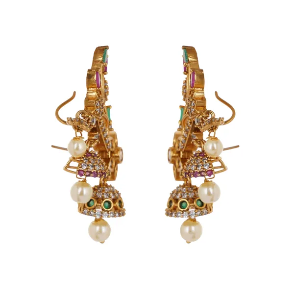 Gold_Plated_Floral_Vine_Jhumka_Ear_Cuffs_For_Women