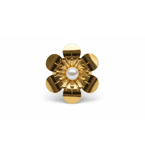 Gold_Plated_Stainless_Steel_Faux_Pearl_Flower_Ring_Size_11
