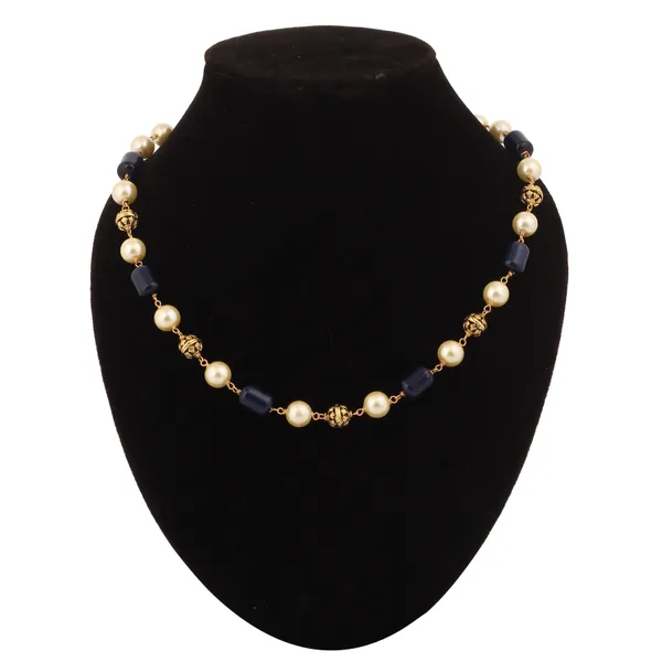 Gold_Tone_Pearl_And_Blue_Stone_Beaded_Necklace_For_Women