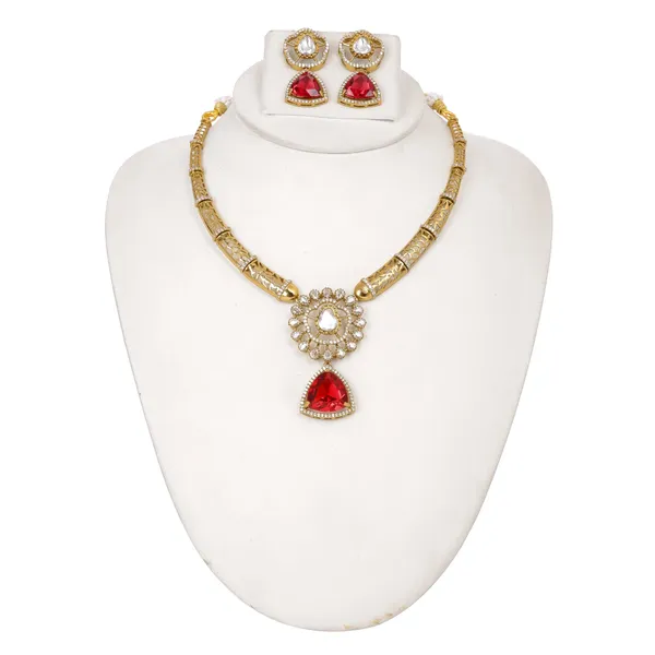 Antique_Gold_Brass_Moissanite_Zircon_Necklace_Earrings_Set_For_Women